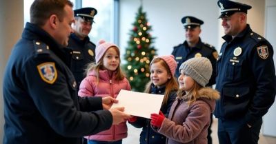 Przedszkolaki z Oleśna złożyły świąteczne życzenia policjantom